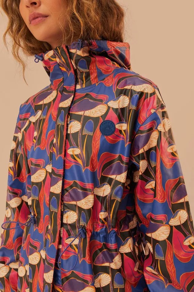 Women Wild Mushrooms Short Raincoat Wild Mushrooms Black FARM Rio Coats