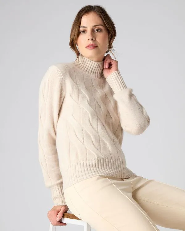 Women Women039s Cable Funnel Neck Cashmere SweaterIn Ecru White Ecru White NPeal Turtle Necks Women Women039s Cable Funnel Neck Cashmere SweaterIn Ecru White Ecru White NPeal Turtle Necks