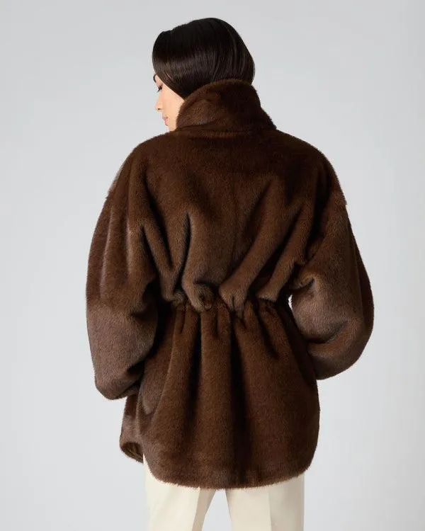 Women Women039s Faux Mink Waisted CoatIn Brown Brown NPeal Coats and Jackets