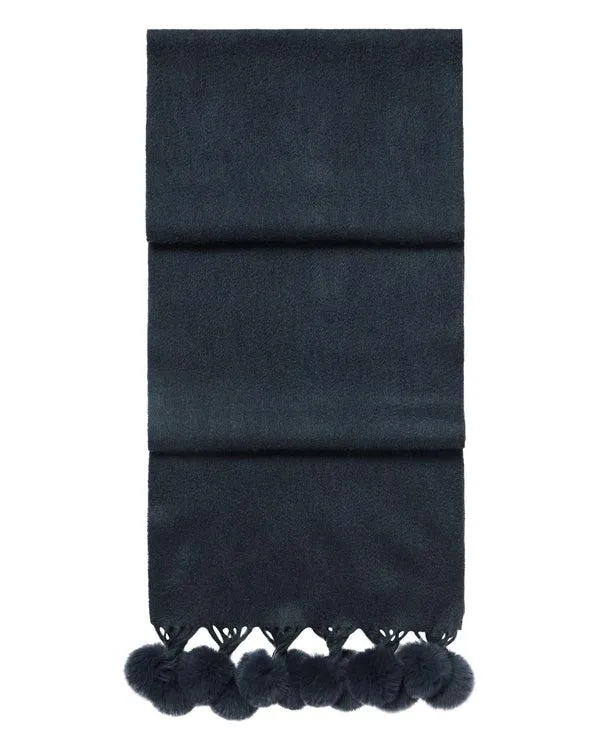 Women Women039s Fur Bobble Woven Cashmere ScarfIn Grigio Blue Grigio Blue NPeal Cashmere Scarves Women Women039s Fur Bobble Woven Cashmere ScarfIn Grigio Blue Grigio Blue NPeal Cashmere Scarves