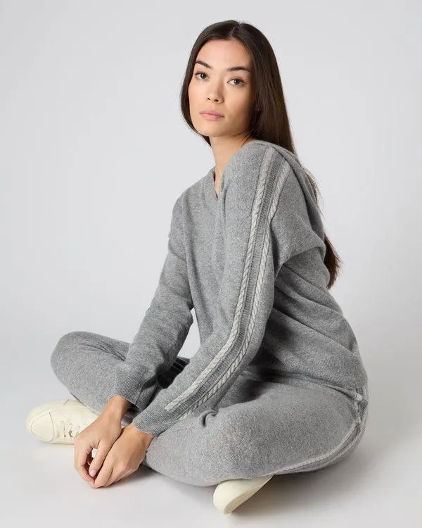 Women Women039s Lurex Detail Cashmere HoodieIn Flannel Grey Flannel Grey NPeal Hoodies