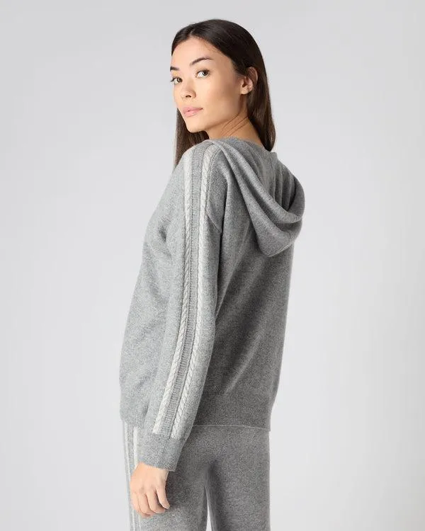 Women Women039s Lurex Detail Cashmere HoodieIn Flannel Grey Flannel Grey NPeal Hoodies