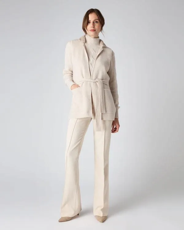 Women Women039s Notch Neck Fur Trim Cashmere GiletIn Heather Beige Brown Heather Beige Brown NPeal Gilets