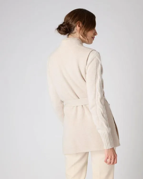 Women Women039s Notch Neck Fur Trim Cashmere GiletIn Heather Beige Brown Heather Beige Brown NPeal Gilets