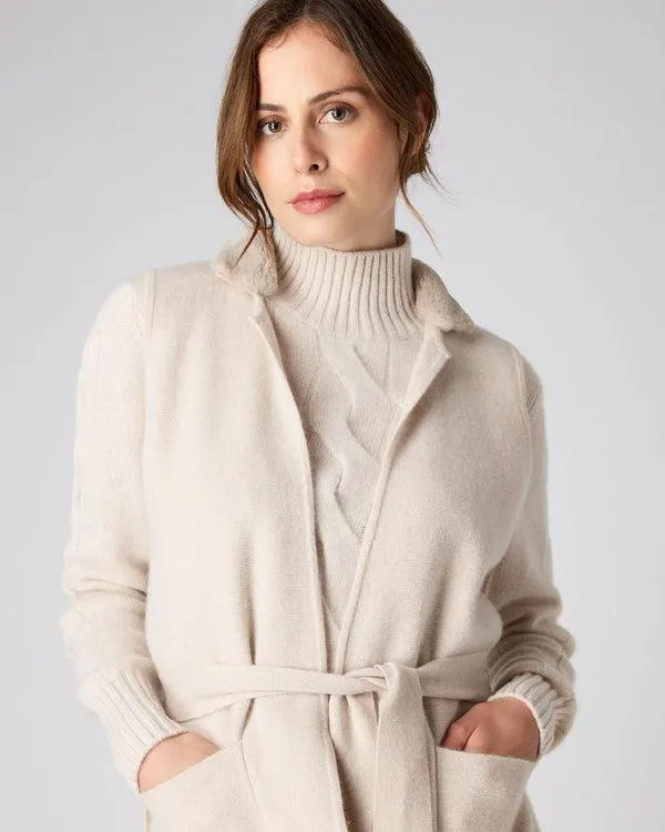 Women Women039s Notch Neck Fur Trim Cashmere GiletIn Heather Beige Brown Heather Beige Brown NPeal Gilets
