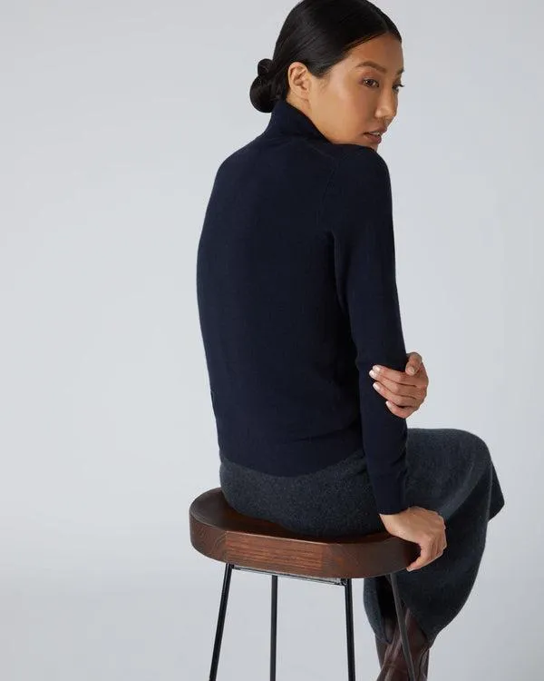 Women Women039s Polo Neck Cashmere SweaterIn Navy Blue Navy Blue NPeal Turtle Necks