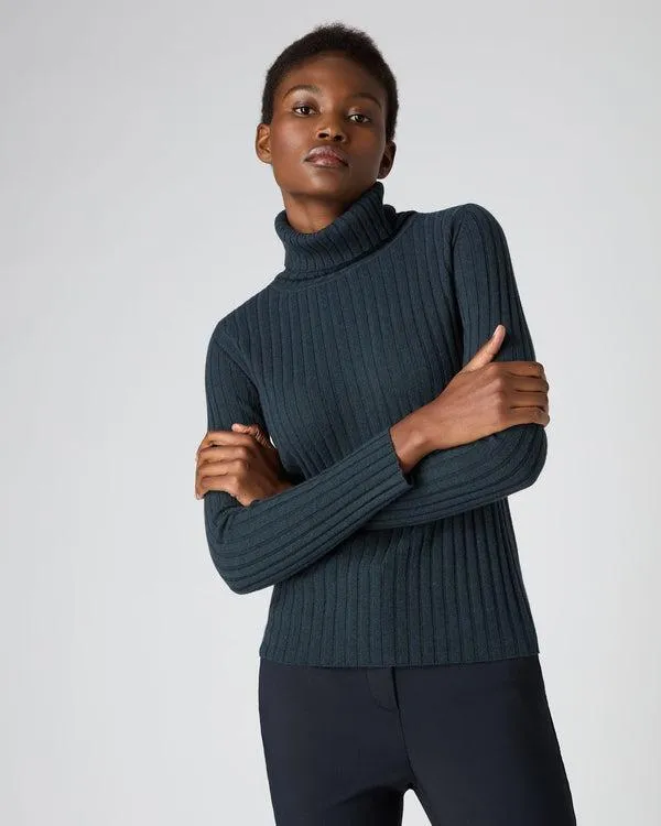 Women Women039s Ribbed Turtle Neck Cashmere SweaterIn Grigio Blue Grigio Blue NPeal Turtle Necks Women Women039s Ribbed Turtle Neck Cashmere SweaterIn Grigio Blue Grigio Blue NPeal Turtle Necks