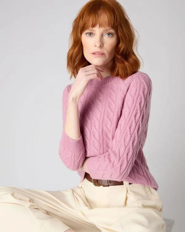 Women Women039s Round Neck Cable Cashmere SweaterIn Burano Pink Burano Pink NPeal Round Necks Women Women039s Round Neck Cable Cashmere SweaterIn Burano Pink Burano Pink NPeal Round Necks