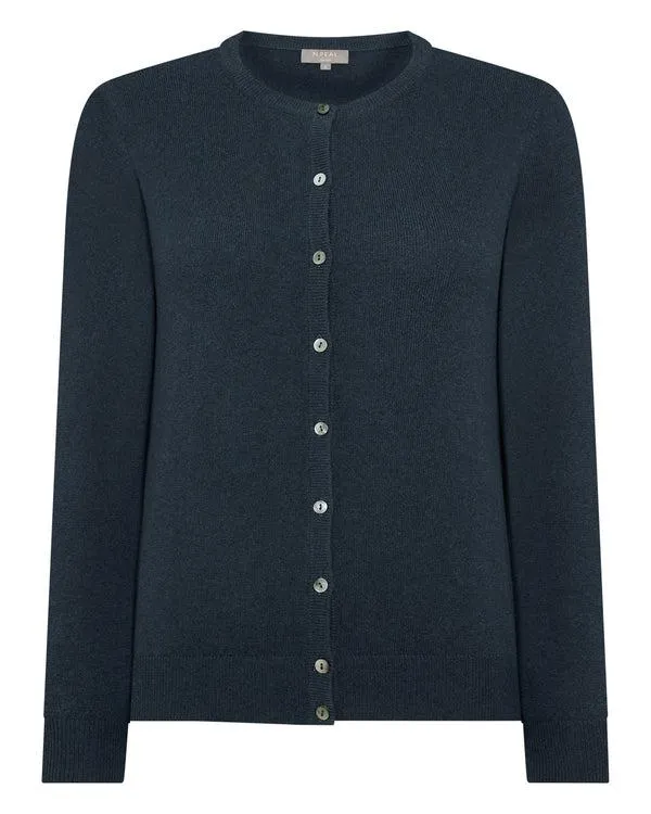 Women Women039s Round Neck Cashmere CardiganIn Grigio Blue Grigio Blue NPeal Cardigans
