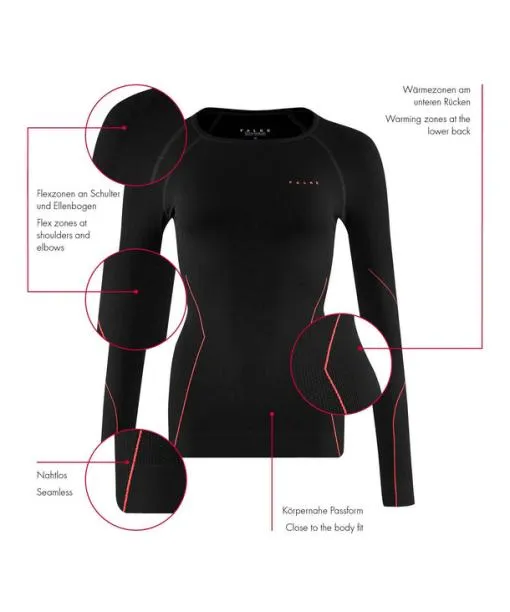 Women Women Long Sleeve Shirt Maximum Warm White FALKE Long Sleeve Shirts