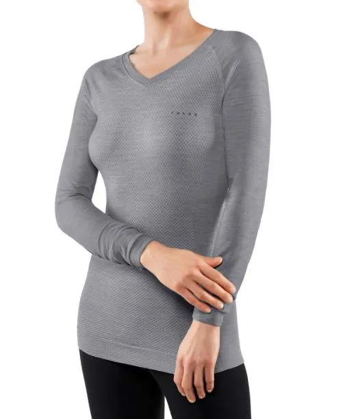 Women Women Long Sleeve Shirt WoolTech Light Grey FALKE Long Sleeve Shirts