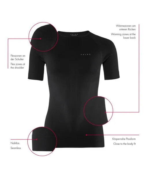 Women Women TShirt Warm Black FALKE Short Sleeve Shirts