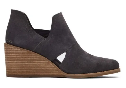 Women WomenKallie Wedge Cutout Suede Grey TOMS Boots and Booties
