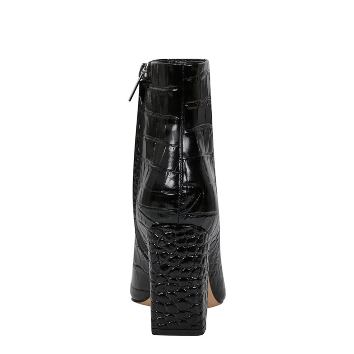 Women Yanara Heeled Bootie Black Croco Leather Marc Fisher Booties