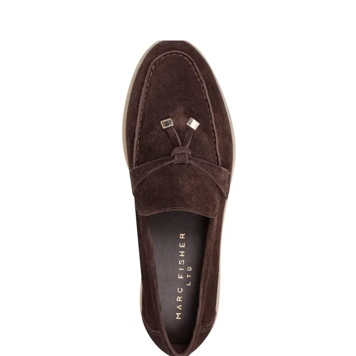Women Yanelli Casual Loafer Dark Brown Suede Marc Fisher Loafers and Flats