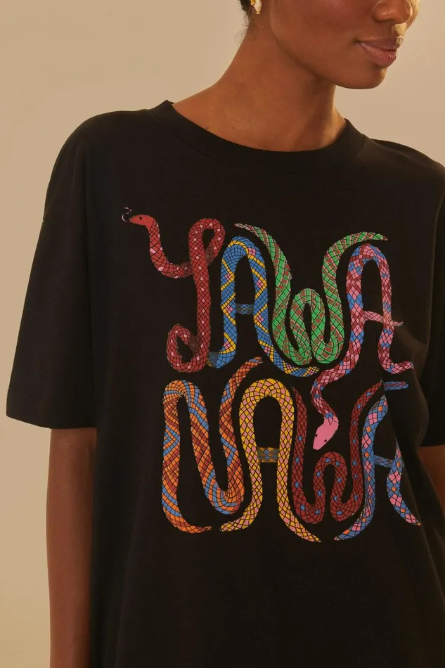 Women Yawanawa Relaxed TShirt Black FARM Rio Tshirts