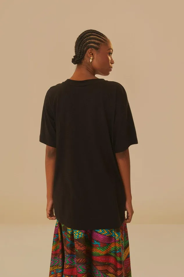 Women Yawanawa Relaxed TShirt Black FARM Rio Tshirts