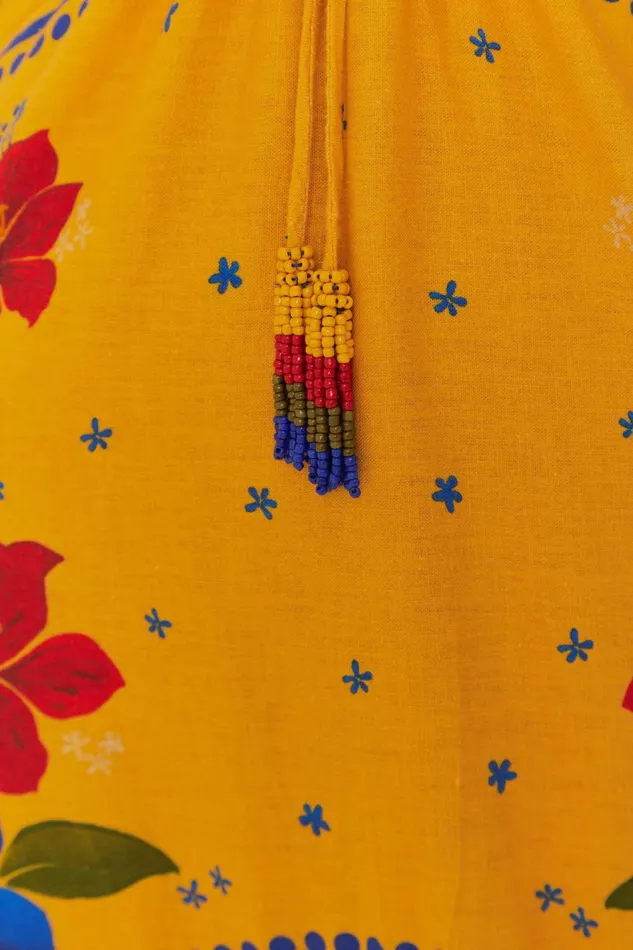 Women Yellow Floral Yard Lenzing Ecovero Euroflax Maxi Dress Floral Yard Yellow FARM Rio Maxi Dresses