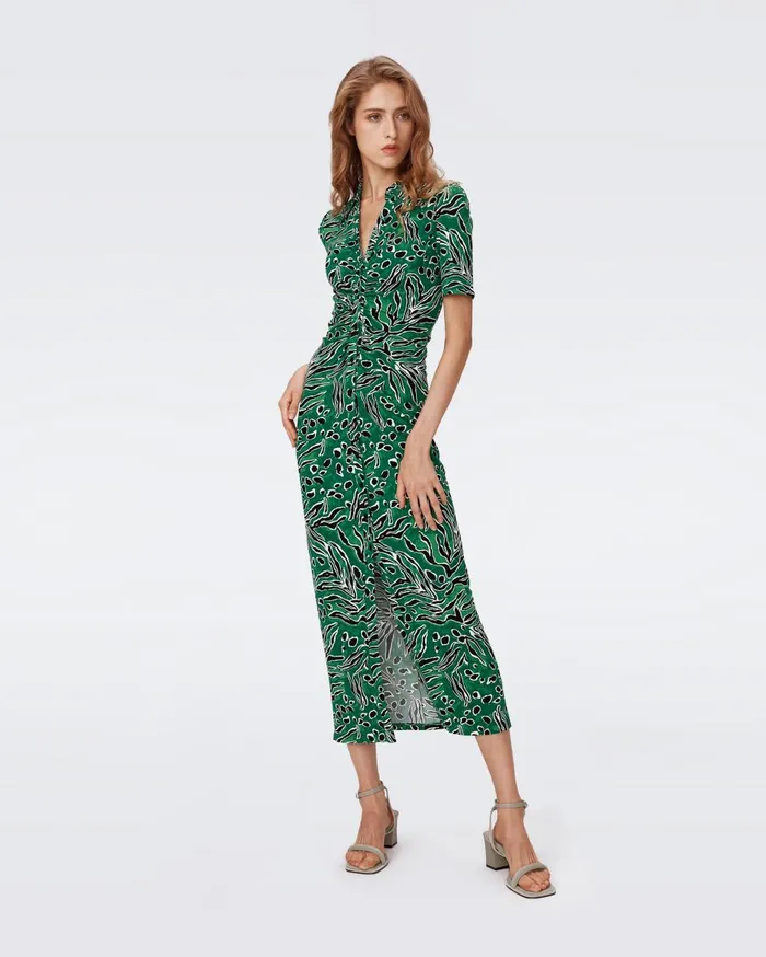 Women Zoey Dress Huge Water Tiger Green DVF Dresses