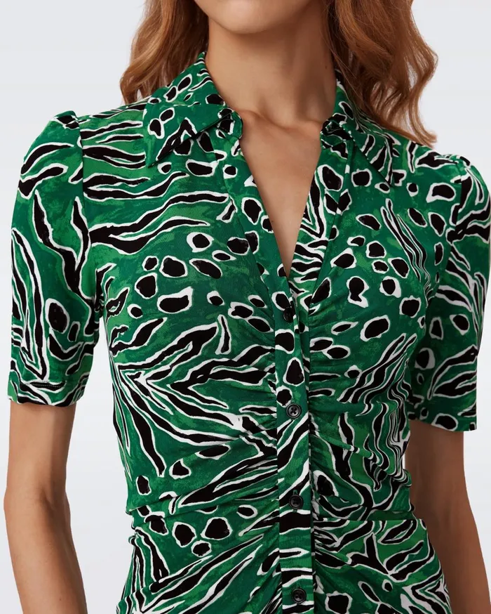 Women Zoey Dress Huge Water Tiger Green DVF Dresses