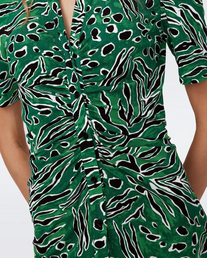 Women Zoey Dress Huge Water Tiger Green DVF Dresses