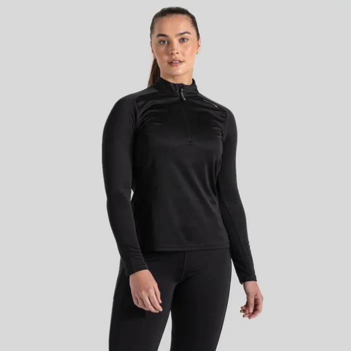 Womens Long Sleeve Craghoppers Dynamic Pro Half Zip TShirt Black