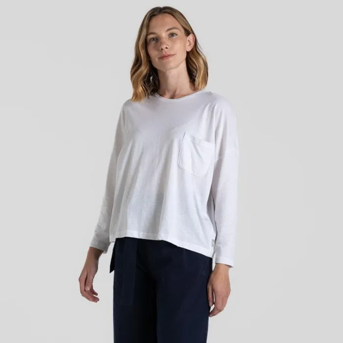 Womens Long Sleeve Craghoppers Nosibotanical Emere Long Sleeved Top White