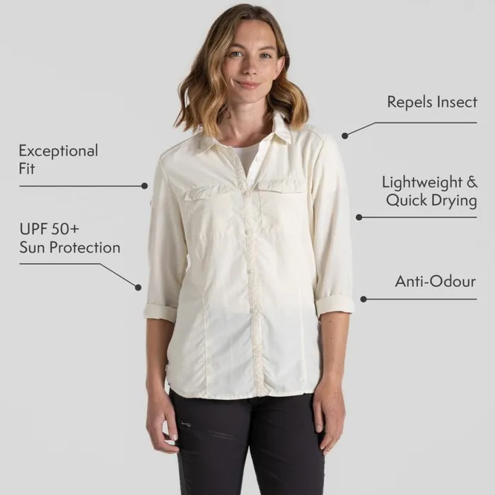 Womens Long Sleeve Craghoppers NosiLife Adventure Long Sleeved Shirt III Seasalt Womens Long Sleeve Craghoppers NosiLife Adventure Long Sleeved Shirt III Seasalt