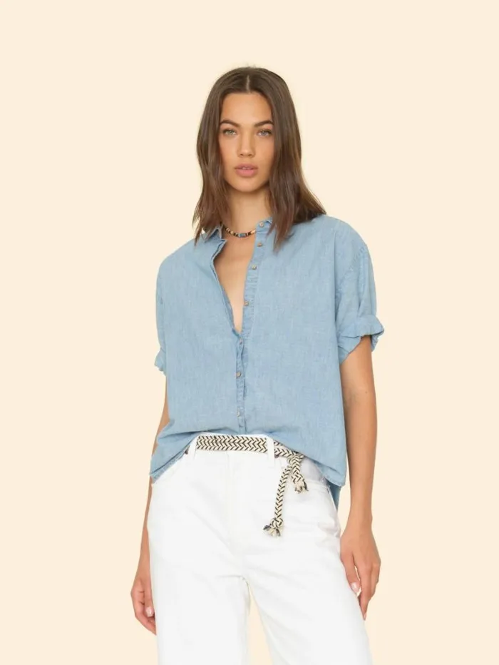 Xirena Dusty Blue Channing Shirt Women Shirts