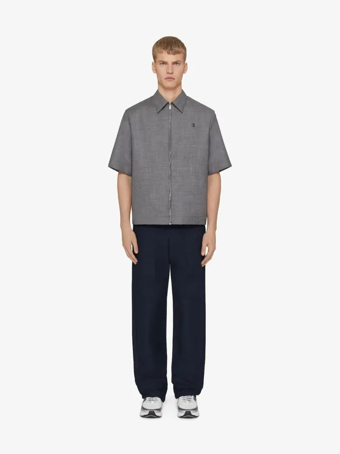 Zipped Shirt In Wool With 4g Detail Blackwhite Men Givenchy Shirts