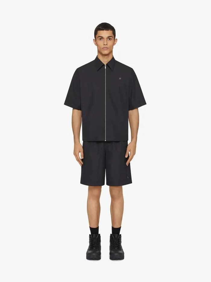 Zipped Shirt With 4g Detail Black Men Givenchy Shirts